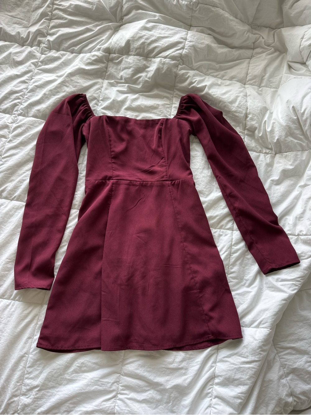 Abercrombie & Fitch Long-Sleeve Mini Dress in burgundy/maroon